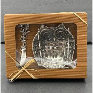 Star Home Owl Dip Dish‎ Set w Spreader Silver Metal Housewarming Gift Kitchen